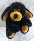 Chosun Puppy Dog Bear Black Brown Sitting 13  Plush Stuffed Animal Vintage Toy
