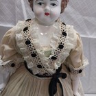 Antique Porcelain Doll Large Mid 19th Century Light Brown Hair W metal Stand