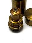 Antique Bausch   Lomb Optical 1 8 Microscope Objective Lens W orginal Brass Case