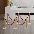 6  Crowd Control Stanchion Set Vip Queue Barrier Gold Poles W  Red Velvet Rope