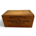 Antique Wooden Crate Oswego Silver Gloss Starch T  Kingsford   Son