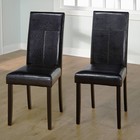 Set Of 2 Faux Leather Dining Chairs Rubberwood Legs Upholstered Comfort Black Us