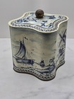 Vintage Dutch Windmill Sailboat Tin Box Container Decorative Metal Canister