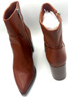 Women s Brown   Cognac Pointed Toe High Block Heel Ankle Boots 