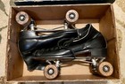 Vintage Chicago Roller Skates Style 505 Black Leather Wooden Wheels Original Box