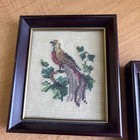 Set Of 2 Vintage 1960   s Bird Framed Needlepoint Pictures Beautiful     