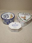 Set Of Three Vintage Decorative Tin Containers