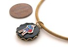 Vintage Glass And Brass Superman Pendant Necklace