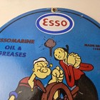 Vintage Esso Gasoline Sign - Popeye Marine Gas Service Display Ad Porcelain Sign