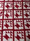 Vintage Turkey Red   White Patchwork Quilt Top