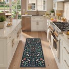 Insect Botanical 2x4 Black Kitchen Runner Rugs Non Skid Washable  Rug Runners