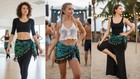 Belly Dance Hip Scarf With Sequins Peacock Wrap Skirt For Women Green