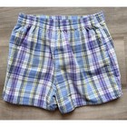 Vintage Oshkosh Bgosh Plaid Skort Girls 6x Blue Purple Cotton Floral Embroidered