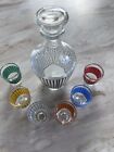    vintage Mcm Mini Liquor Decanter 6 Shot Glasses Retro Houndstooth France   