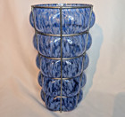 Caged Glass Bubble Vase 10   Blue   White Speckle Hand Blown Metal Wire Cage