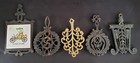 Vintage Lot 5 Used Cast Iron Trivets Wilton Ceramic 1898 Winton Car