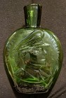 1942 V Day General Macarthur Green Blown Glass Flask Bottle  keep Them Flying  