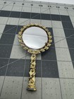Vintage Sam Fink Ornate Hand Mirror In Gold Tone Faux Pearls 4 Inches