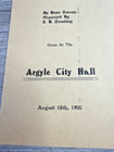 Vintage August 18th  1905 Grand Concert Program Argyle City Hall