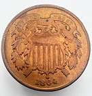1864 Two Cent Piece 2c Civil War Date Large Motto Us Copper Coin Red Brown Rb