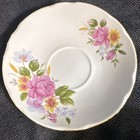 Floral Ceramic Tea Cup   Saucer 2-piece Set White Scalloped Edge Gold Trim