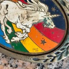 Vintage 1982 Unicorn Rainbow Belt Buckle Solid Brass Enamel Fantasy Art