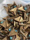 Vtg 200  Brass Stamping Sterling Accent Turquoise Cabs Collar Tips Points Lot