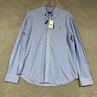 Polo Ralph Lauren Shirt Mens L Blue Knit Oxford Long Sleeve Button Down Casual