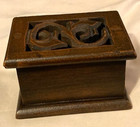 Vtg Hand Carved Wooden Jewelry Box trinket Box-cut Out Lid-4 25  L   2 5  H-euc