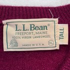 L l  Bean Men s Xl Tall V-neck Vest 100  Virgin Lambswool Red Sweater Wine Red