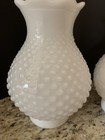 2 Vintage Milk Glass Hobnail Hurricane Lamp Shades Globes  3    Fitter