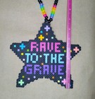 Black Rave To The Grave Perler Bead Kandi Necklace-edc-rave-festival-plur-edm
