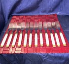 12 Mcm French Bistro Bakelite   Stainless Steel Melron  Dinner Forks Excellent