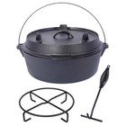 8 Quart Pre-seasoned Cast Iron Dutch Oven - Skillet Lid Campfire Cooking Rack