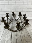 Vintage Mid-century Brass Candelabra Centerpiece 8 Candles Hollywood Regency