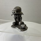 1975 Michael Ricker Pewter Signed Figurine Of Girl With Big Hat And Little Duck