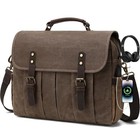 Vintage Mens Messenger Bag 15 6 Inches Waterproof Genuine Leather Waxed Brown
