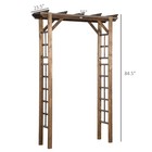 7 Ft Natural Wooden Backyard Pergola W  Side Panel For Climbing Vines