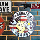 A  holes Garage Round Tin Metal Sign For  Mechanic Shop  Gift  Wall Decor Sign 