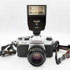 Asahi Pentax K1000 35mm Slr Film Camera W  2 Lenses  Flash  Xtras Bundle Tested