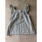 Carters Toddler Girls 5t Navy Blue White Striped Flutter Sleeve Pom Pom Top
