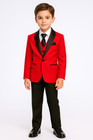 Boys Red   Black Shawl Tuxedo Suit