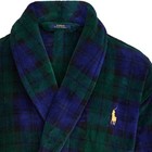 Polo Ralph Lauren Robe Mens Microfiber Plush Black Watch Plaid Big Pony