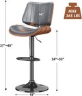 Set Of 2 Adjustable Swivel Bar Stools Counter Height Chairs W  Backrest Gray