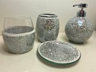 Mosaic Bathroom Accessories Set 4 Pc  Tumbler Soap Dispenser Toothbrush Holder
