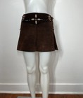 Vtg 70s Flare Suede Skirt Tie Sides  Fit S m