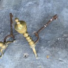 Brass Fireplace Andirons Pair W  Iron Supports Urn Finial Firedogs Classic 16 5 
