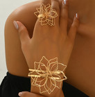 Lxalry Fashion Women s Jewelry Set  Elegant Geometric Lattice Flower Ring  Doubl