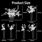 6 Pcs Bridal Flower Wedding Hair Pins Crystal Pearl Hair Clips Silver6pcs
