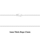 Solid 925 Sterling Silver 1mm Rope Chain Necklace Nickel Free Made In Italy